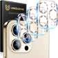 UniqueMe Compatible for 3 Pack iPhone 15 Pro/iPhone 15 Pro Max Camera Lens Protector, [Drop Protection] [Case Friendly] 9H Tempered Glass Camera Cover Screen [2023 New Version]- Gold