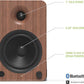 Kanto YU6WALNUT Powered Bookshelf Speakers with Bluetooth and Phono Preamp | Pair | Walnut