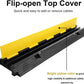 Reliancer 3 Pack Dual Channel Rubber Cable Protector Ramp 2 Channel Traffic Speed Bump 11000lbs Capacity Heavy Duty Driveway Hose Cover Ramp Cord Track Protector Wires Concealer w/Flip-Open Top Cover