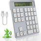 2-in-1 Wireless Number Pad & Calculator, Bluetooth 5.0 Numeric Keypad with USB-C Charging, 34-Key Portable Number Pad for Laptop, MacBook, PC, Windows, iOS & Android Devices