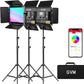 GVM 800D RGB LED Video Light, 2026 Upgraded Panel Light with Optical Lens & 6X Brighter (19500 Lux/0.5m), 3200K-5600K Bi-Color, 20 Scene Modes & CRI97+, Studio Lights, Photography Lighting, 3-Packs