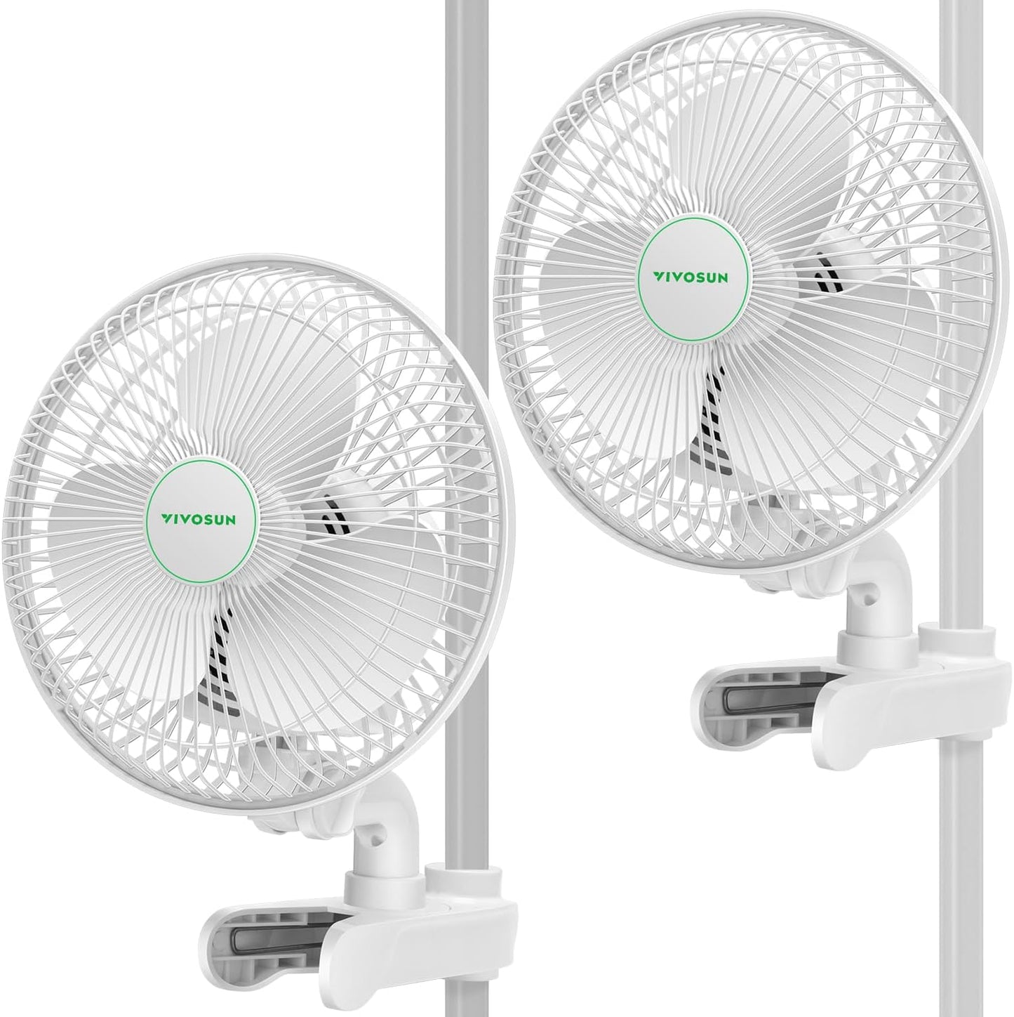 VIVOSUN AeroWave A6 Grow Tent Clip Fan, Patented Portable Auto Oscillating Fan 6" with 2-Speed, Strong Airflow but Low Noise, and Fully-Adjustable Tilt for Hydroponic Ventilation, White, 2-Pack