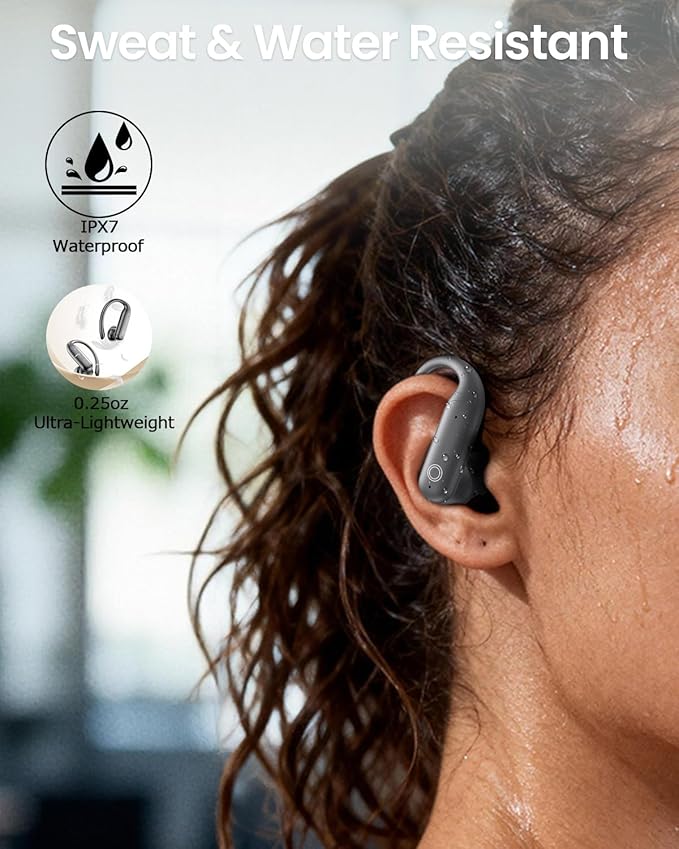 LEEMC Wireless Earbuds, Bluetooth Headphones 6.0, Ear Buds with Touch Screen, ANC ENC Noise Cancelling, 40H Bass Stereo Sound Over-Ear Earphones for iOS, Android, Sports, Workout，Charcoal