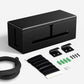 Large Cable Management Box-Stylish Wire Organizer, Wire Concealer and Wire Management Box-Wire Management Box with Protective Sleeve (Black)