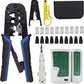 Delgada RJ45 Ethernet Network Crimping Tool Kit for Cat6 Cat5e Cat5 Crimp Tool, with 10pcs Cat5 Cat5e Connectors, 10pcs Covers, Network Cable Tester, Cutter and Stripper