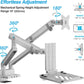 AVLT Dual 17”-38" Monitor Arm Desk Mount with 17" Laptop Tray and USB-C Docking Station, HDMI 4K60Hz, USB-A 5Gbps, Ethernet, 100W PD, Fits Two Flat/Curved Monitor - Gray