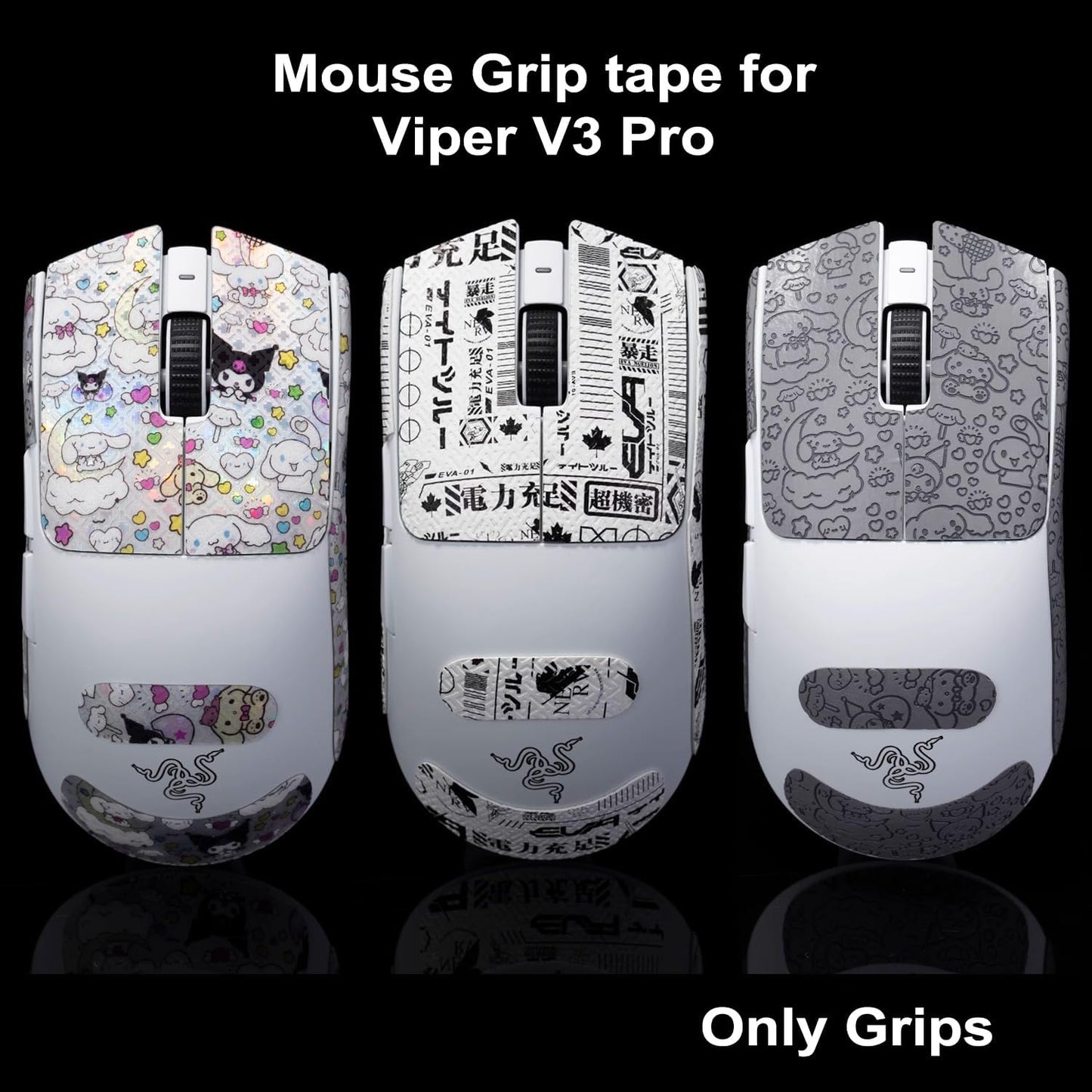 Grip Tape for Razer Viper V3 Pro - Anti-Slip,Enhanced Control, Sweat Resistance,Improves FPS Gaming Grip & Mouse Protection [Pre-Cut] Printsteam White