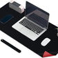 KINGFOM Desk Pad Office Desktop Protecter, PU Leather Desk Mat Blotters Organizer with Comfortable Writing Surface (47.2" x 23.6", Black+Red)