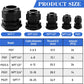 Duraaamo 100pcs Nylon Cable Gland Kit 3-25 mm Cable Gland Connectors NPT Waterproof Strain Relief Cord Connector Black Plastic Cord Grip Weatherproof Cable Pass Through PG7 PG9 PG13.5 PG21 PG29
