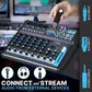 Pyle Professional Audio Mixer Sound Board Console Desk System- Interface 8 Channel Digital USB Bluetooth MP3 Computer Input 48V Phantom Power Stereo DJ Studio FX 16Bit DSP Processor, Black - PMXU83BT