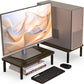 2 Pack Bamboo Monitor Stand Riser, 4 Adjustable Height, Laptop Stand with Airflow Vents, Desk Organizer for Computer, PC, Printer (Wenge)