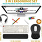 Hokafenle 2 in 1 Ergonomic Mouse Pad Wrist Support & Wrist Rest for Computer Keyboard Set, with Relieve Carpal Tunnel Pain Massage Bulge and Full Memory Gel Design (2In1 Set, Black)