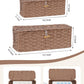 Temary Cable Management Box with Lids, 2-Pack Handmade Cable Organizer Boxes for Home, Office to Hide Cords and Power Strip, Cord Cover Floor Hider Set Woven Rattan Cable Organizer Box (Brown)