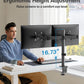 HUANUO Dual Monitor Desk Mount, Heavy-Duty Steel Adjustable Arm for 13-32 Inch Screens, Tilt, Swivel, Rotate, C-Clamp & Grommet Base, Holds up to 17.6 lbs per Arm, VESA 75/100mm