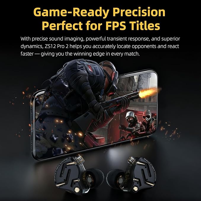 KZ ZS12 PRO 2 USB C Wired Headphones Type-C in Ear Monitor Headphone, 5BA+1DD 6 Driver Gaming Earbuds USB C Wired Earphones, HiFi Clarity Sound Immersive Bass IEMs for Gaming (USBC-with Mic, Silver)