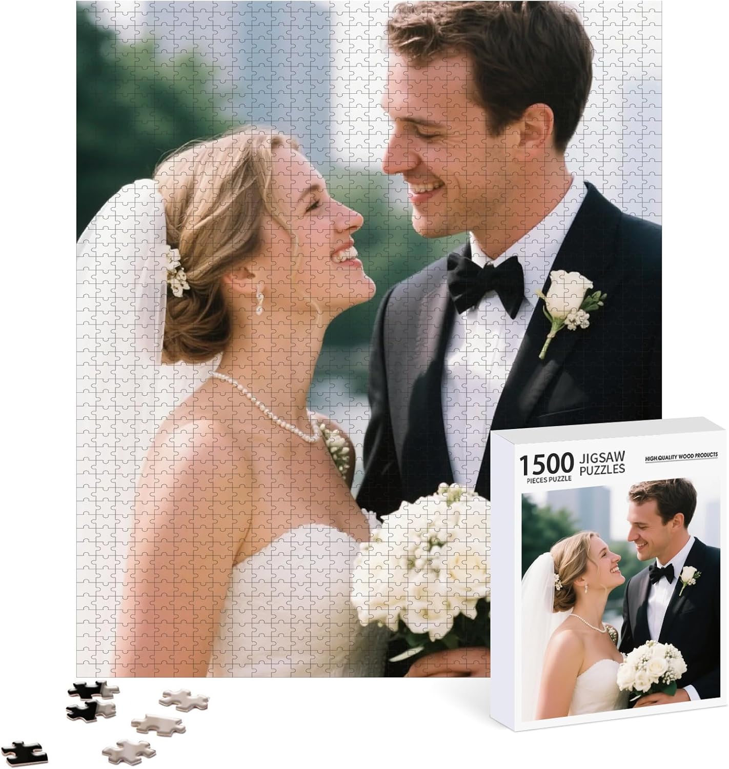 Personalized Photo Puzzle with Glossy Finish – Custom Jigsaw Puzzle 120/200/300/500/1000/1500 Pieces for Family, Couples, Pets, Birthdays, and Weddings (1500-Vertical)