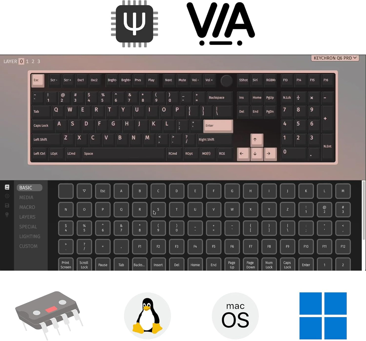 Keychron Q6 Pro Full-Size Bluetooth Custom Mechanical Keyboard for Mac Windows Linux, Full Aluminum QMK/VIA Programmable Knob KSA Double-Shot PBT Keycap Hot-Swappable Keychron K Pro Brown Switch-White