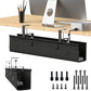Under Desk Cable Management Tray, 30-inch No-Drill Cord Organizer with Anti-Sag Reinforced Base, Fabric Wire Management Hider for Standing Desk, Office & Gaming Accessories - Black