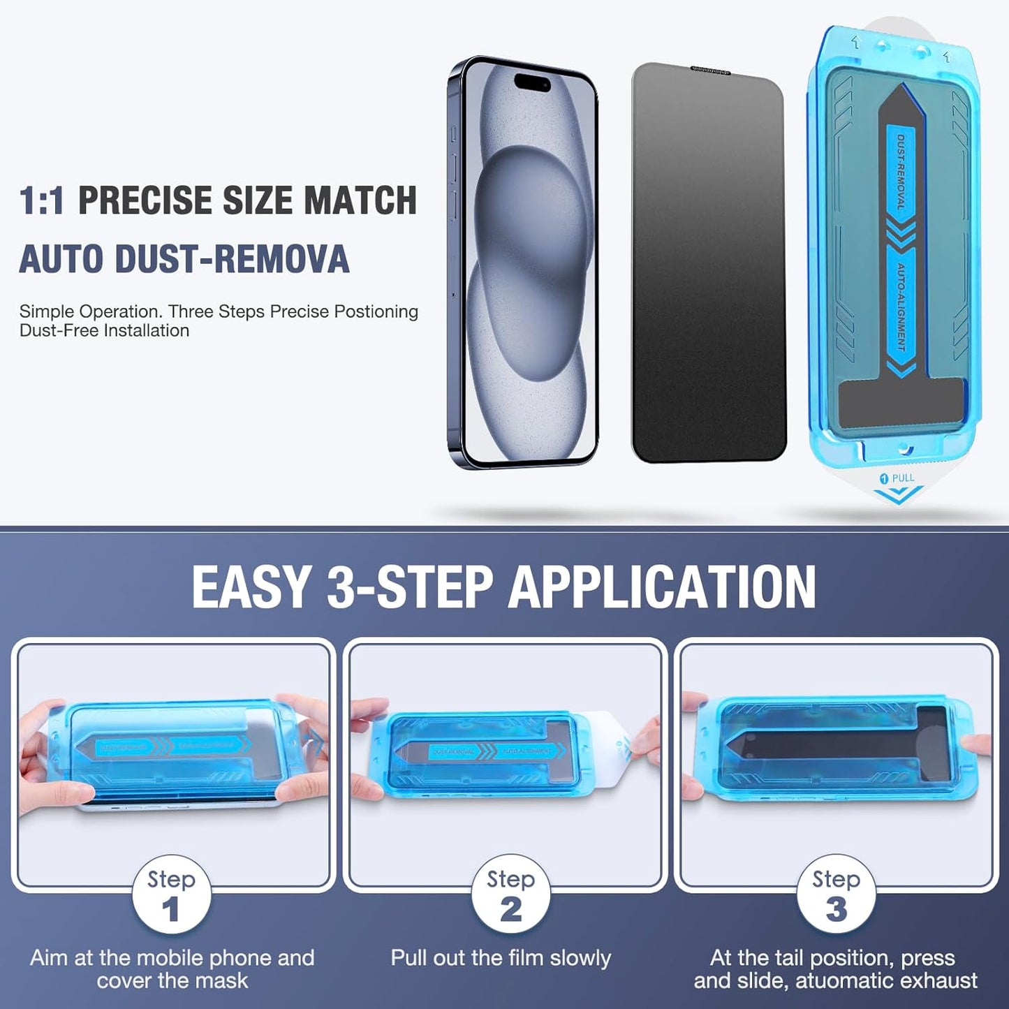 2-Pack Matte Privacy Screen Protector for iPhone Air 6.5-inch, 9H Tempered Glass, Full Coverage, Anti-Fingerprint, Auto Dust-Elimination, No Bubble, Easy Installation