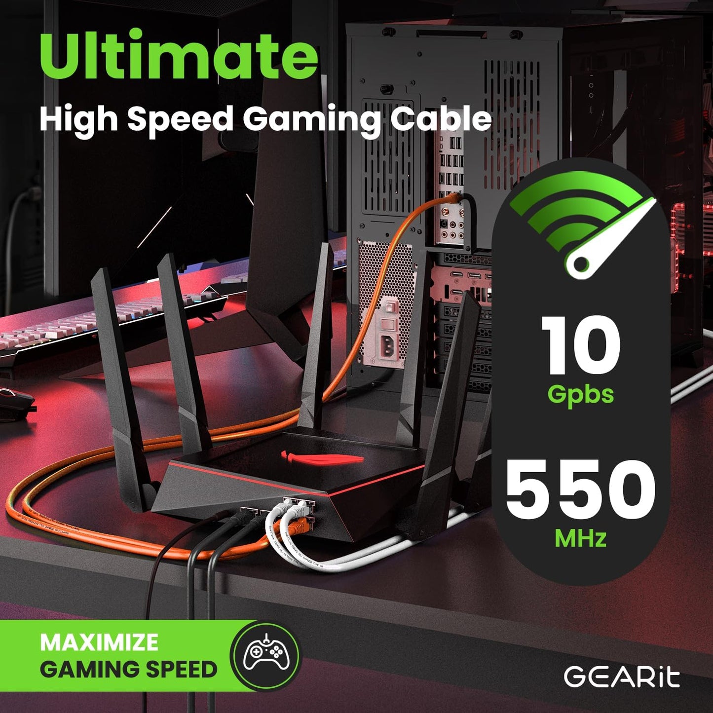 GEARit Cat 6 Ethernet Cable (100-Pack 1 Foot) Cat6 Network Patch, 10Gbps, RJ45, Snagless Cord, Gold-Plated Connectors, Internet for PC, TV, Tablet, Router, Printer, Servers, IT Data Center - Orange