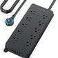 TROND Power Strip Surge Protector with 360° Rotating Flat Plug, 15ft Long Extension Cord, 4000J, ETL Listed, 10 Widely Spaced Outlets, 2 USB A and 2 USB C, Wall Mountable, for Home Office, Black