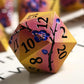 DNDND Flowers Metal Dice, 7 PCS Metallic DND Dice with Gorgeous Gift Case for D&D Dungeons and Dragon Tabletop Game (Earth Yellow and Purple)