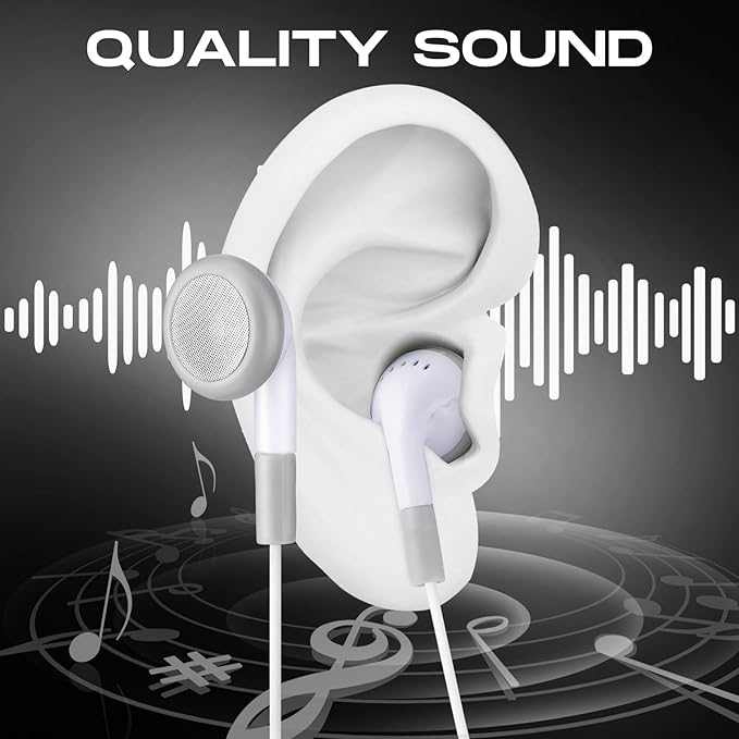Konohan 150 Packs Earbuds Bulk Earphones with 3.5 mm Headphones Wired Ear Earbud Wired Earphone for Adult Teacher Office Home Computer Travel Library Individually Packed(White)