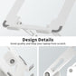 SOUNDANCE Laptop Stand with 360° Rotating Base, Ergonomic Computer Riser for Desk, Adjutable Height Muti-Angle, Foldable Laptop Mount, Stable Metal Holder Support 10-15.6" Notebook PC, White