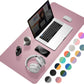 YSAGi Desk Mat, 35.4" x 17" Waterproof Laptop Leather Pad Protector, Large Blotter for Keyboard and Mouse, Writing Pad for Office and Home (Dark Pink+Pink)