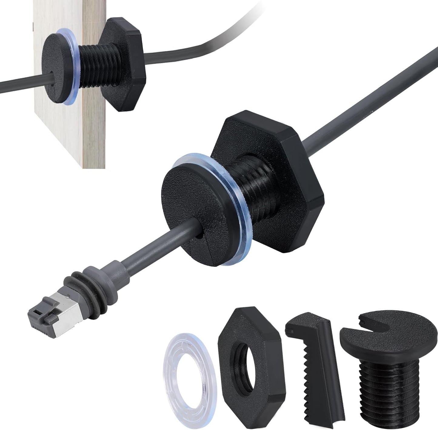 RV Cable Passthrough/Grommet for Starlink (Black, 75mm/2pcs)