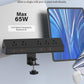 Desk Clamp Power Strip 65W Fast Charging Station,4 PD USB-C,5 Outlets,Nightstand Desk Edge Mount Tower Surge Protector,15 Amp Heavy Duty Power Strip,Fits 1.96" Tabletop Edge (Black, 10 FT Cable)