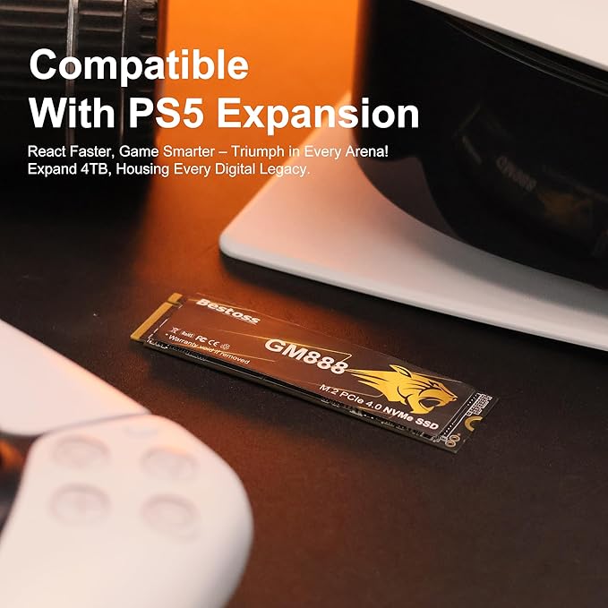 512GB PCIe 4.0 M.2 2280 NVMe SSD for PC, PS5, Laptops, Up to 7100MB/s, Internal Solid State Drive, Dynamic SLC Cache, HMB, Engineered for Gamers, AI Developers, Video Editors, Pro Creators GM888