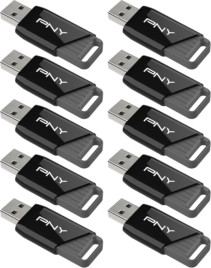 PNY 64GB Attaché X USB 3.2 Gen 1 Flash Drive, Advanced Performance Up to 130MB/s Read, Everyday Data Store & Transfer, Reliable Portable Storage, Durable, Type-A, Computers, Laptops, Desktops, 10-Pack