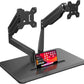 suptek Dual Monitor Mount Gas Spring Monitor Arm Desk Stand with Base,Free Standing Pneumatic Height Adjustable Monitor Stand for 17 to 32 inch,Holds up to 22 lbs,Black(ML8SP)