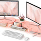 Dual Monitor Stand Riser,Wing-Shaped Sturdy Desktop Computer Wood Stand for 2 Monitors Cute Monitor Riser for Laptop, PC, Computer,Pink