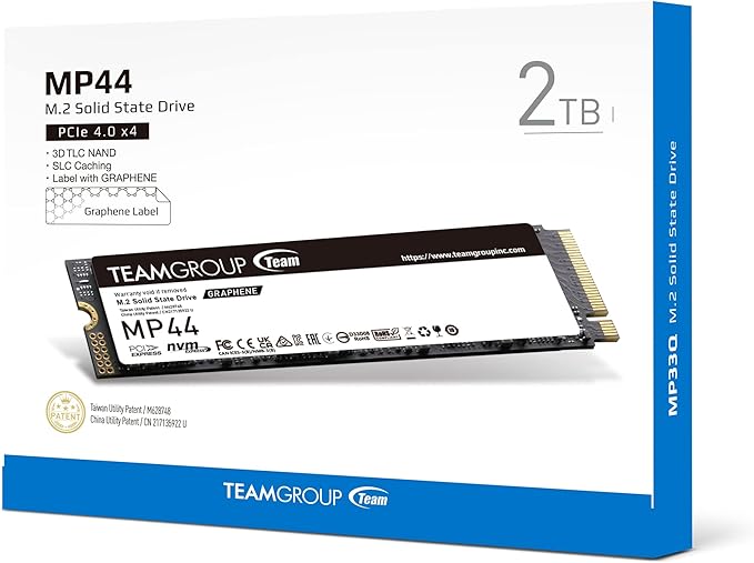 TEAMGROUP MP44 2TB SLC Cache Gen 4x4 M.2 2280 PCIe 4.0 w/NVMe Laptop, Desktop, NUC, NAS SSD Read/Write Speed up to 7000 / 6000MB/s TM8FPW002T0C101