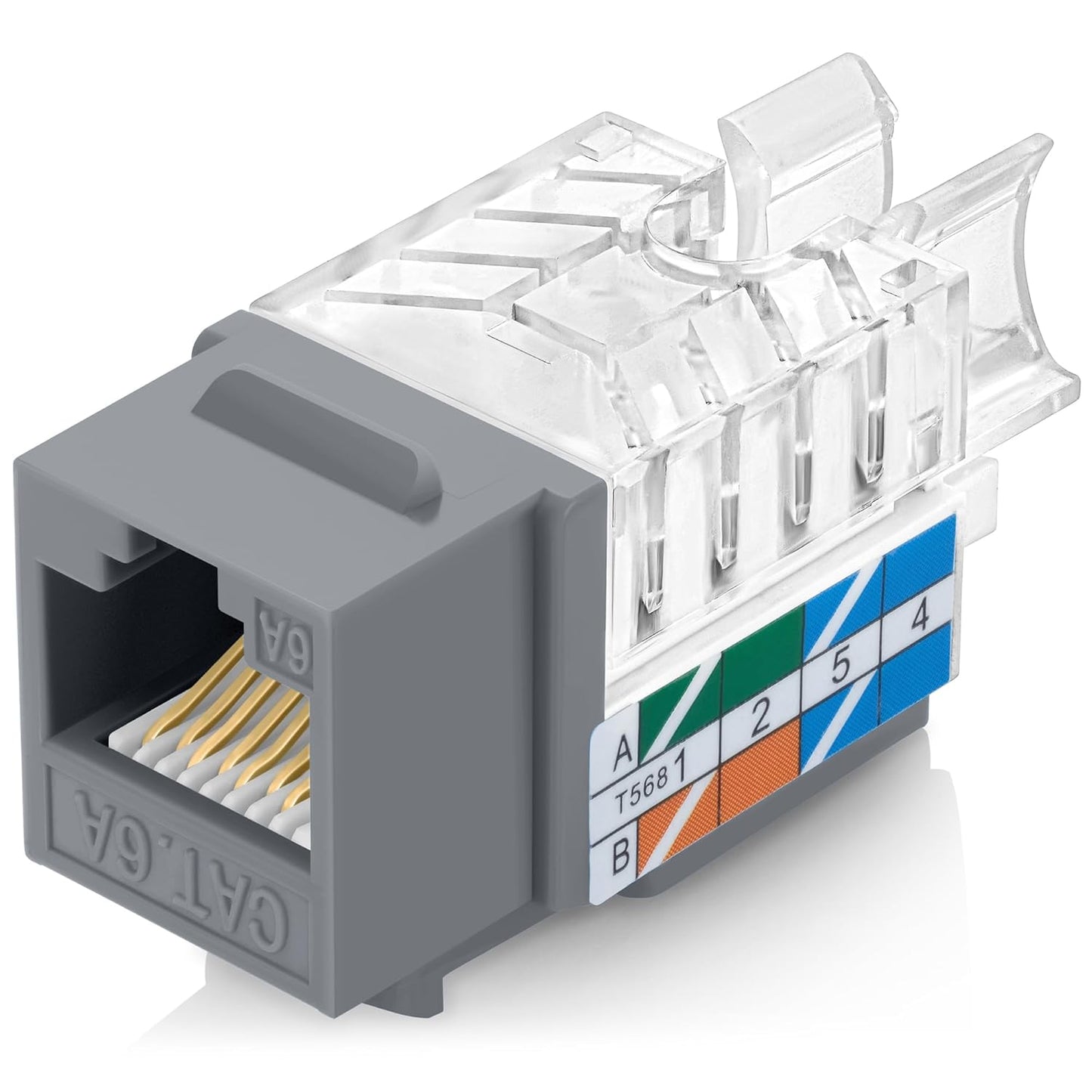 Everest 45° Angled RJ45 Cat6A Keystone Jacks 10-Pack in Gray - Slim Profile Female RJ45 Connectors - Cat 6A Keystone Jack - Compatible with 45° Angled Speed Termination Tool - 45Term (B0BL3GS7ZY)