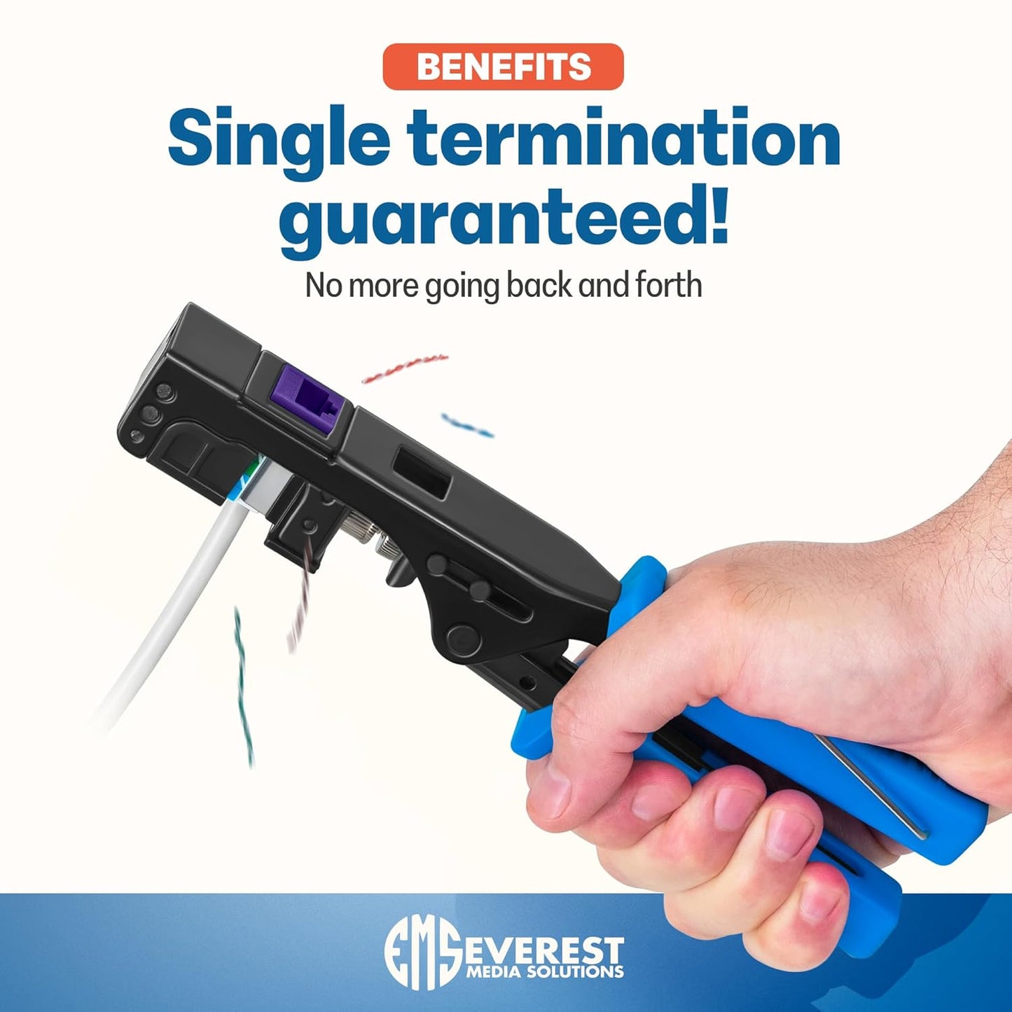 Everest easyJACK - 90° Angled Speed Termination Keystone Tool Set - with 20-Pack of RJ45 Cat6 Keystone Jacks in Purple (Slim Profile Design) - Time Saver Network Punch Down Tool Cat6