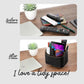 Remote Control Holder, Spinning Desk Organizer, Nightstand Bedside Caddy for TV Remotes/Tablets/Phones/Eyeglasses/Books/Pens - Black