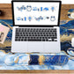 Ergonomic Large Mouse Pad and Keyboard Wrist Rest, Desk Pad for Keyboard and Mouse, 4-in-1 Large Gaming Mouse Pad with Wrist Support - Light Blue