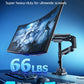 ARES WING Single Monitor Mount with USB, Ultrawide Monitor Arm for 24 to 57 Inch Heavy Duty Curved Screen, Adjustable Gas Spring Monitors Arm Stand up to 66LBS with 75/100/200 Vesa Mount, Black