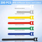 200 PCS Cable Ties Reusable 4+6+8inch Multi-Colour Cord Organizer for Cable Management Multi-Purpose Cable Straps Wire Ties Cable Management for Home Office Computer Data Centers Electronics,7 Colors