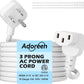 Adoreen 10 Ft Computer TV Replacement Power Cord White, Low Profile Flat Plug to 90 Degree Angled L-Shaped 18AWG 3-Prong AC Universal Power Supply Cable for Printer, PC, Monitor TV LCD, ETL+Ties