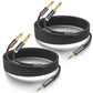 3.5mm to Dual 1/4 Adapter 1/8 to 6.35mm TS Mono Audio Cable Stereo Breakout Cord Y Splitter Compatible with iPhone, iPod, Computer Sound Card, Headphone, Speaker, Home Stereo System (6.6FT/Pack)
