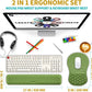 Hokafenle 2 in 1 Ergonomic Mouse Pad Wrist Support & Wrist Rest for Computer Keyboard Set, with Relieve Carpal Tunnel Pain Massage Bulge and Full Memory Gel Design (2In1 Set, Grass Green)