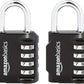 Amazon Basics 4-Digit Combination Lock for Gym and Sports, 2-Pack, Black