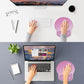 ITNRSIIET Ergonomic Mouse Pad with Wider Memory Foam Wrist Rest +17%, Curved Cushion Reduces Pressure 20%, Pain Relief, Non-Slip, Smooth, Cute Color Desk Accessory, 9.85 x 9 inch, Soft Pink Gradient