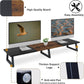 TEAMIX 42 inch Large Dual Monitor Riser, Extra Long Monitor Stand Riser for 2 Monitors, Wood & Steel Desktop Riser Desk Organization Home Office (Black+Brown, 42 inch)