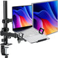 monTEK Monitor Mount and Laptop Stand for Desk, Adjustable Height Monitor Arm Fit up to 32 inch Screen and 17 inch Laptop, Hold up to 22lbs Weight, C-Clamp and Grommet