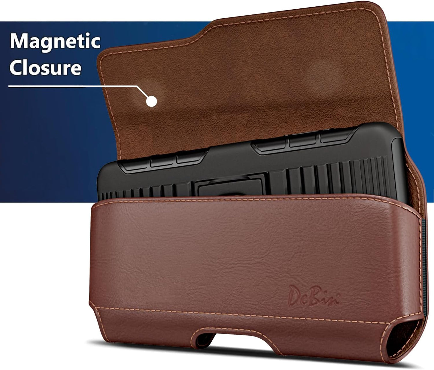 DeBin Holster for iPhone 17 17 Pro 16 16e 16 Pro 15, 15 Pro 14 13 12 11 X Xs 10 XR, Galaxy S25 S24 5G, S23, S22 - Cell Phone Belt Holder Clip Case Pouch Cover (Fit Cellphone with Case on) Black